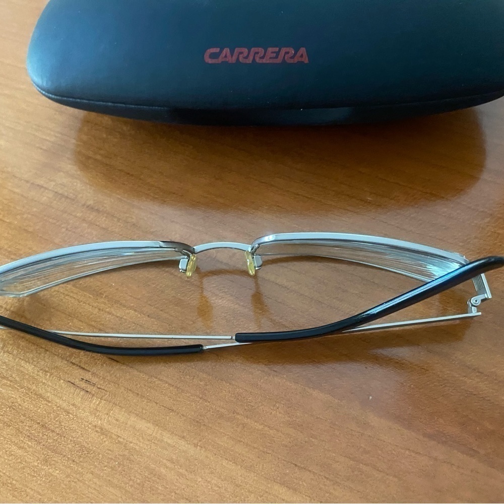 FRAME Only Carrera Eyewear Rectangular Silver Metal Frame and Case Unisex - Picture 6 of 12